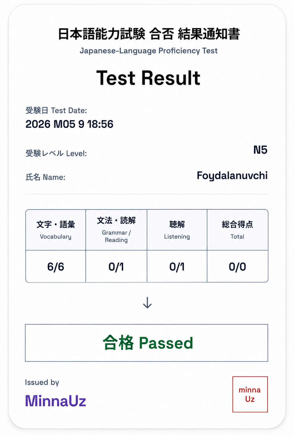 JLPT Real Test